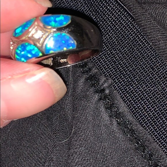 Sterling silver and lab created opal and cz ring - Picture 4 of 5